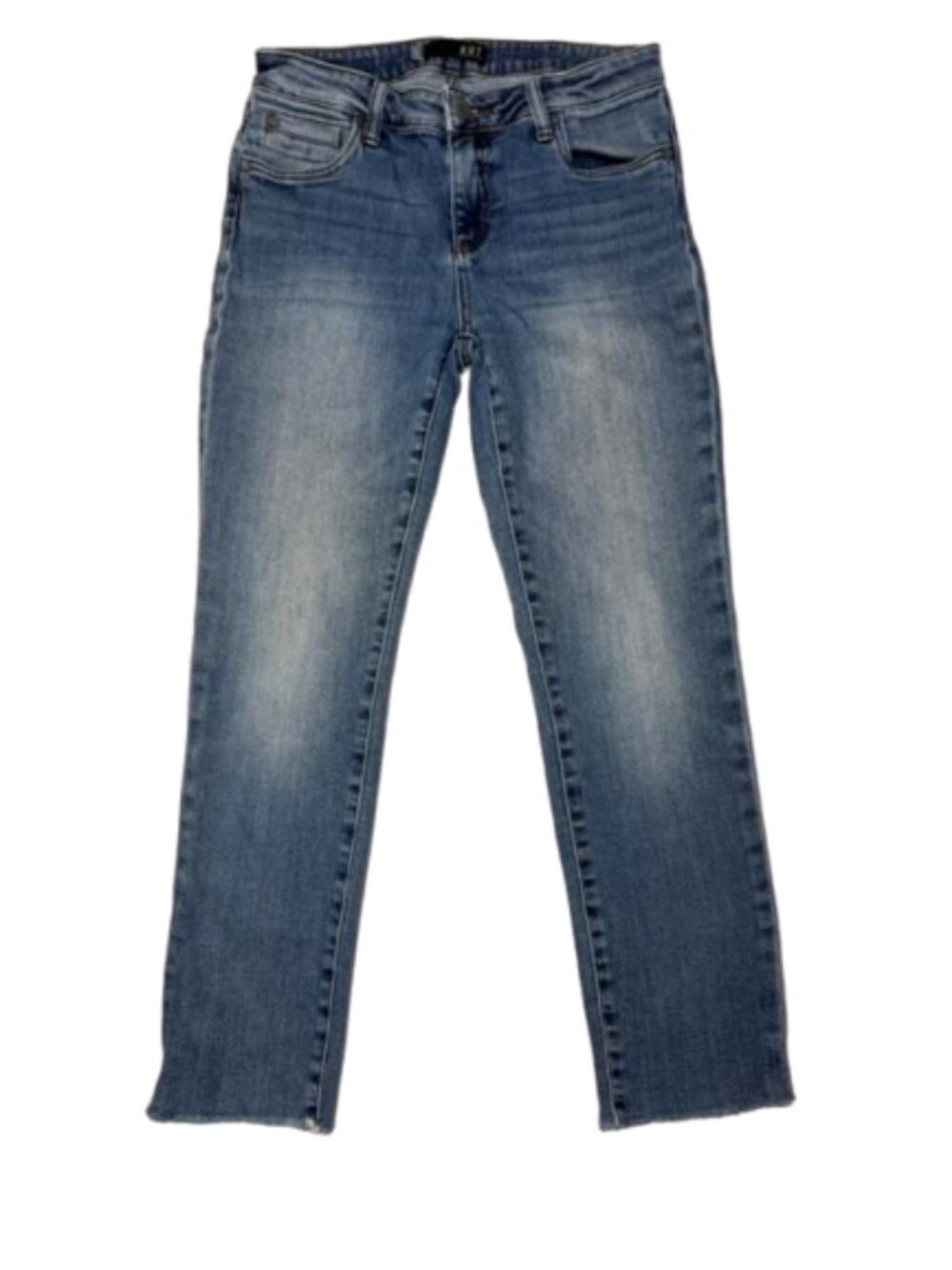 Kut from the Kloth Medium Light Blue Straight Leg Raw Hem Jeans Size 4 #2643
